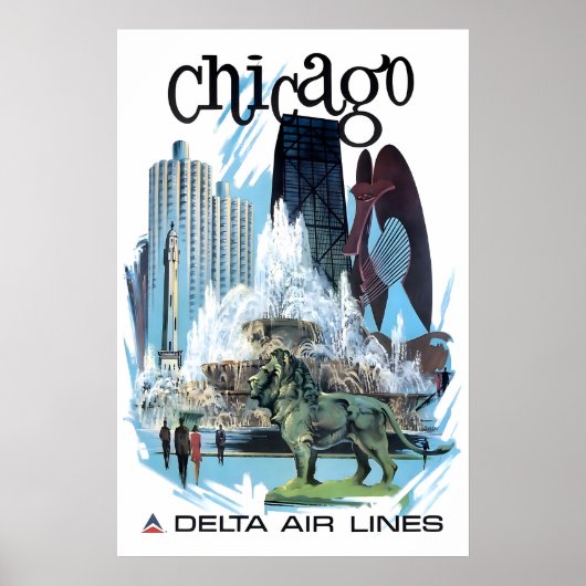 Reisposter Chicago Illinois Kunst Delta Print (Voorkant)