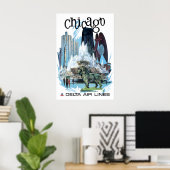 Reisposter Chicago Illinois Kunst Delta Print (Thuiskantoor)