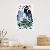 Reisposter Chicago Illinois Kunst Delta Print (Keuken)