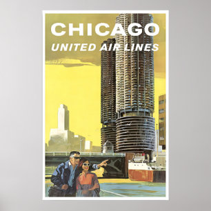 Reisposter Chicago Illinois Print Verenigde