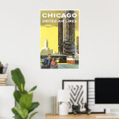 Reisposter Chicago Illinois Print Verenigde (Thuiskantoor)