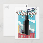 Reisposter Chicago Illinois USA Briefkaart (Voorkant / Achterkant)