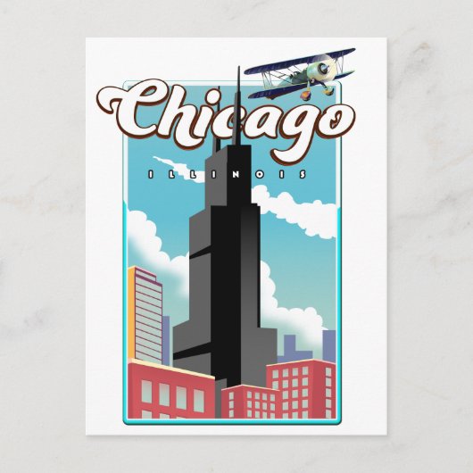 Reisposter Chicago Illinois USA Briefkaart (Voorkant)