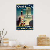 Reisposter Chicago Verenigde Print Stads Kunst (Keuken)