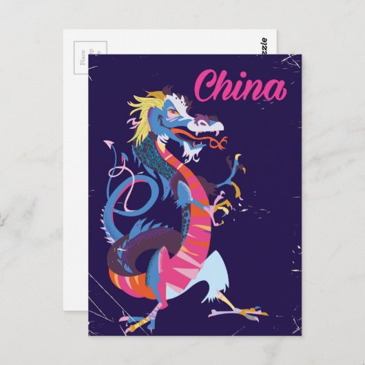 Reisposter China Dragon  Briefkaart (Voorkant / Achterkant)