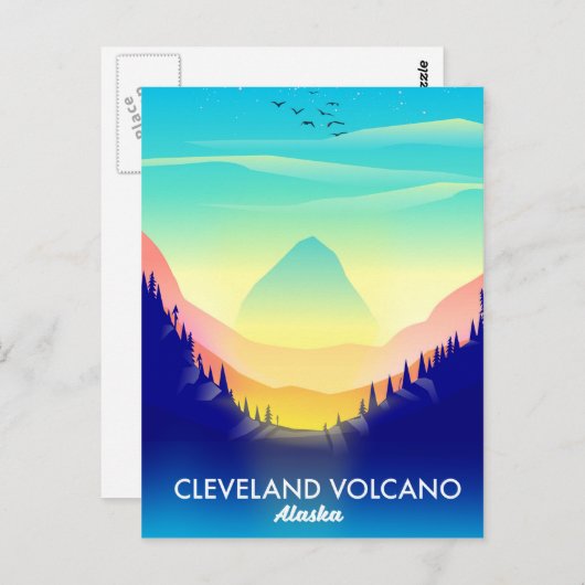 Reisposter Cleveland Volcano Alaska Briefkaart (Voorkant / Achterkant)
