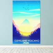 Reisposter Cleveland Volcano Alaska Canvas Afdruk (Insitu (Houten vloer))