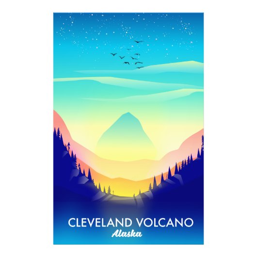 Reisposter Cleveland Volcano Alaska Foto Afdruk (Voorkant)