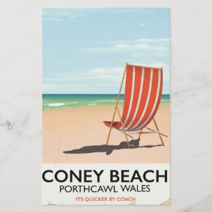 Reisposter Coney Beach Porthcawl Wales Briefpapier