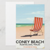 Reisposter Coney Beach Porthcawl Wales Briefpapier (Voorkant / Achterkant)