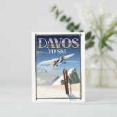 Reisposter Davos Zwitserland Briefkaart (Staand voorkant)