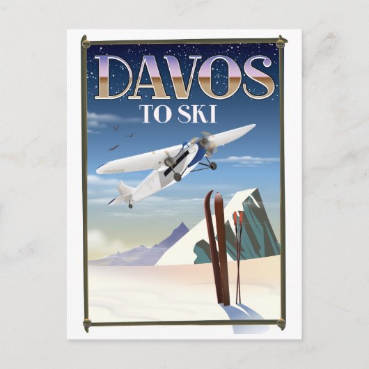 Reisposter Davos Zwitserland Briefkaart (Voorkant)
