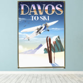 Reisposter Davos Zwitserland Canvas Afdruk (Insitu (Houten vloer))