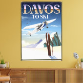 Reisposter Davos Zwitserland Canvas Afdruk (Insitu (Woonkamer))