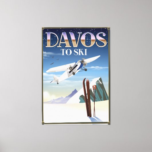 Reisposter Davos Zwitserland Canvas Afdruk (Voorkant)