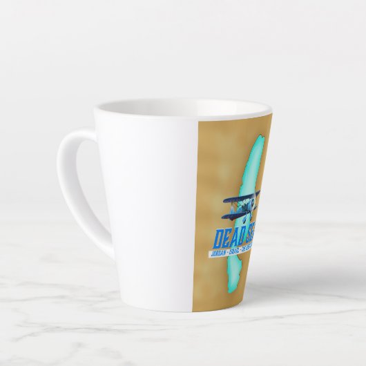 Reisposter Dode Zee Latte Mok (Linkerhoek)
