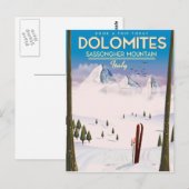 Reisposter Dolomites Sassongher Mountain Italië Briefkaart (Voorkant / Achterkant)