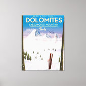 Reisposter Dolomites Sassongher Mountain Italië Canvas Afdruk (Voorkant)