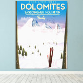 Reisposter Dolomites Sassongher Mountain Italië Canvas Afdruk (Insitu (Houten vloer))