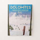 Reisposter Dolomites Sassongher Mountain Italië Legpuzzel (Verticaal)