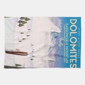 Reisposter Dolomites Sassongher Mountain Italië Theedoek (Horizontaal)