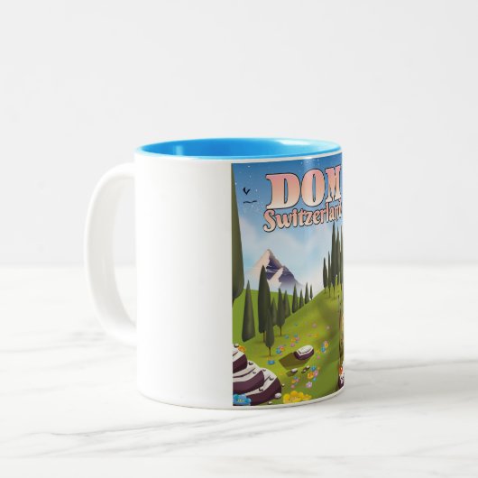 Reisposter Dom Zwitserland Tweekleurige Koffiemok (Voorkant links)