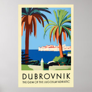 Reisposter Dubrovnik Kroatië Vintage Adriatische Z Poster