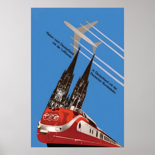 Reisposter Duitse Spoorwegen Lufthansa Vintage Poster (Voorkant)