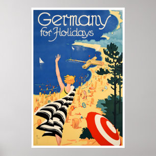 Reisposter Duitsland Duitse Stranden Kunst Vintage Poster