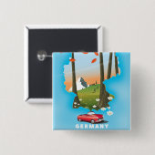 Reisposter Duitsland. Vierkante Button 5,1 Cm (Voorkant /achterkant)