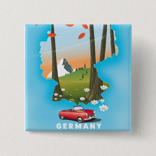 Reisposter Duitsland. Vierkante Button 5,1 Cm (Voorkant)