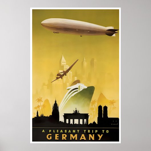 Reisposter Duitsland Zeppelin Print Duitse Kunst (Voorkant)