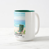 Reisposter Eastbourne Beach East Sussex Tweekleurige Koffiemok (Voorkant rechts)