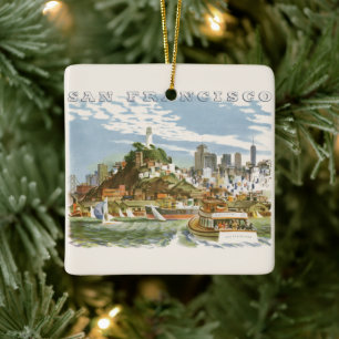 Reisposter Ferryboat van de Baai van San Francisco Keramisch Ornament