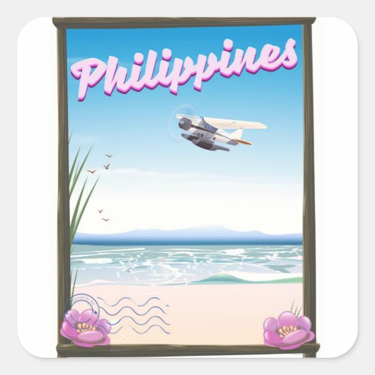 Reisposter Filipijnen Vierkante Sticker (Voorkant)