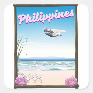 Reisposter Filipijnen Vierkante Sticker