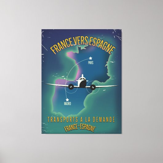 Reisposter Frankrijk naar Spanje Canvas Afdruk (Voorkant)
