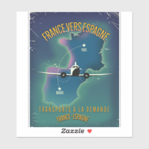 Reisposter Frankrijk naar Spanje Sticker