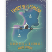 Reisposter Frankrijk naar Spanje Sticker (Voorkant)