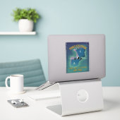 Reisposter Frankrijk naar Spanje Sticker (Laptop op bureau)