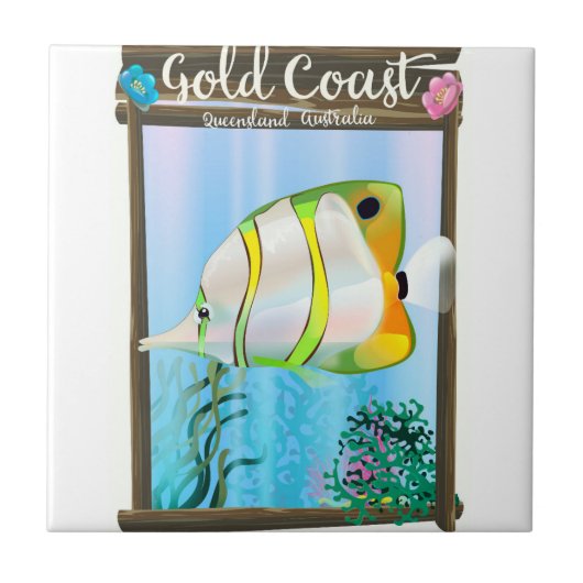 Reisposter Gold Coast Australië. Tegeltje (Voorkant)