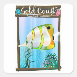 Reisposter Gold Coast Australië. Vierkante Sticker
