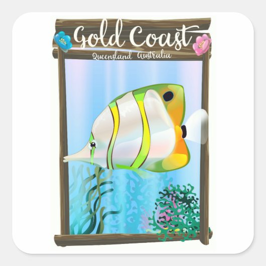 Reisposter Gold Coast Australië. Vierkante Sticker (Voorkant)