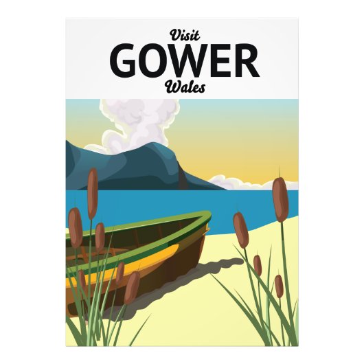 Reisposter Gower Wales Foto Afdruk (Voorkant)