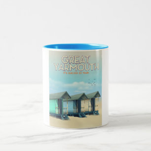 Reisposter Great Yarmouth strandhut Tweekleurige Koffiemok