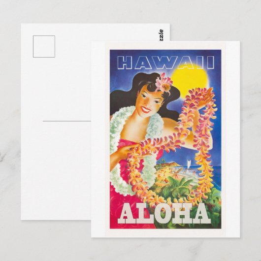 reisposter Hawaii Briefkaart (Voorkant / Achterkant)