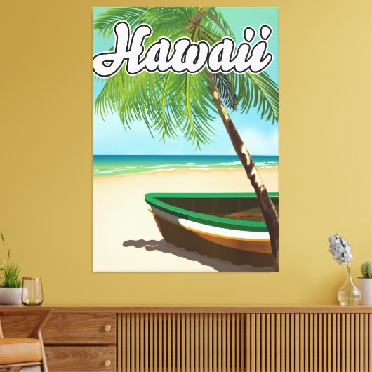 Reisposter Hawaii Tropical Beach Canvas Afdruk (Insitu (Woonkamer))