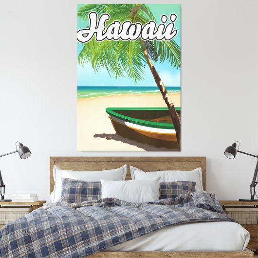 Reisposter Hawaii Tropical Beach Canvas Afdruk (Insitu (Slaapkamer))