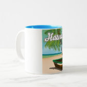Reisposter Hawaii Tropical Beach Tweekleurige Koffiemok (Voorkant links)