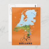 Reisposter Holland Map Briefkaart (Voorkant / Achterkant)